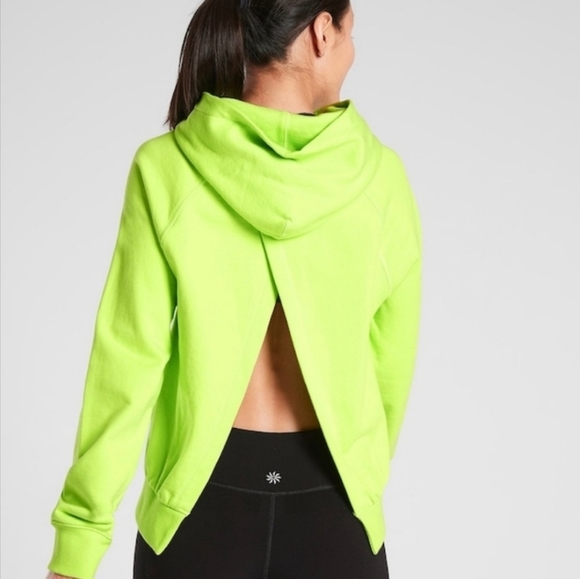 Athleta Tops - Athleta Neon Green Moonrise Open Back Hoodie